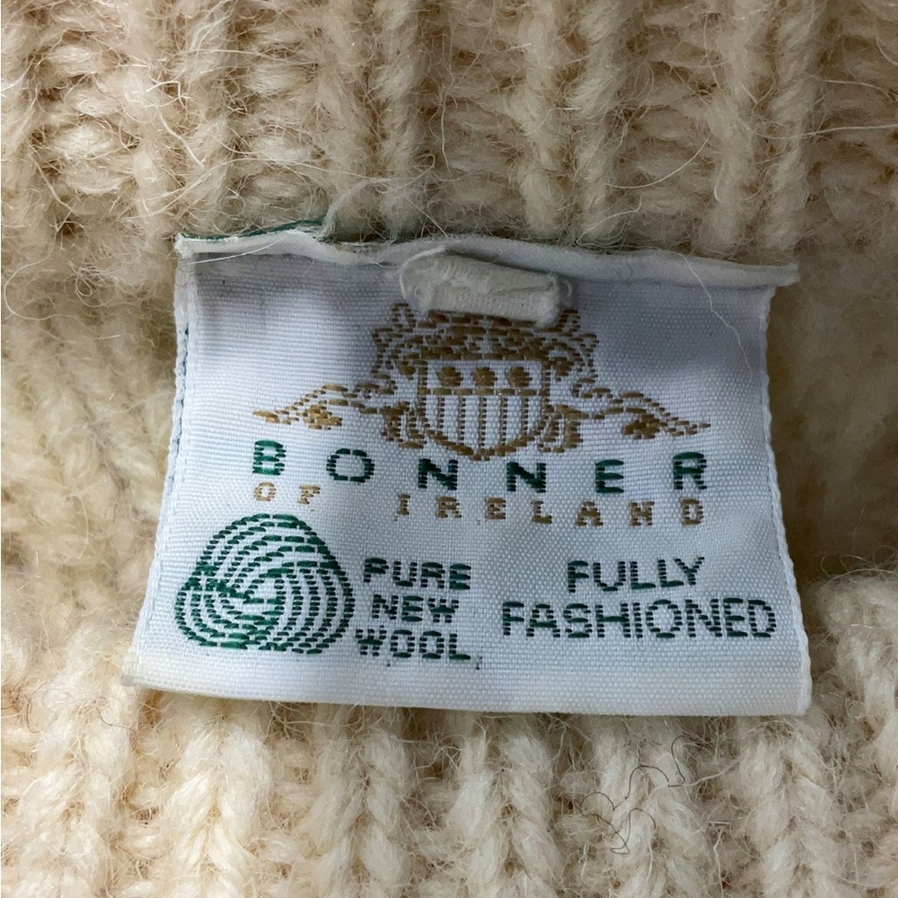 VTG Women's Bonner of Ireland Fisherman Core Wool Chunky Cable Knit Sweater L - Picture 2 of 5